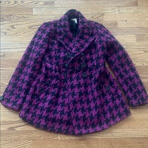 Candie's Magenta and Black Houndstooth Coat